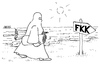 Cartoon: FKK (small) by besscartoon tagged frau,burka,fkk,strand,meer,islam,sonne,bess,besscartoon