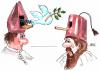Cartoon: Friedenstaube (small) by besscartoon tagged taube,frieden,religion,bess,kirche,besscartoon,islam,pfarrer,friedenstaube