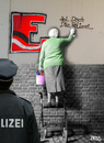 Cartoon: Hol doch die Polizei (small) by besscartoon tagged alt,alter,frau,polizei,sprühen,rollator,bess,besscartoon