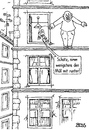 Cartoon: Müllentsorgung (small) by besscartoon tagged schatz,paar,mann,frau,beziehung,müll,suizid,haus,bess,besscartoon