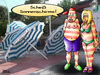 Cartoon: Scheiß Sonnenschirme (small) by besscartoon tagged man,frau,paar,urlaub,ferien,sonne,sonnenschirm,sonnenbrand,camping,bess,besscartoon