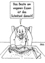 Cartoon: veganes Essen (small) by besscartoon tagged mann,essen,trinken,vegan,vegetarisch,schnitzel,bess,besscartoon