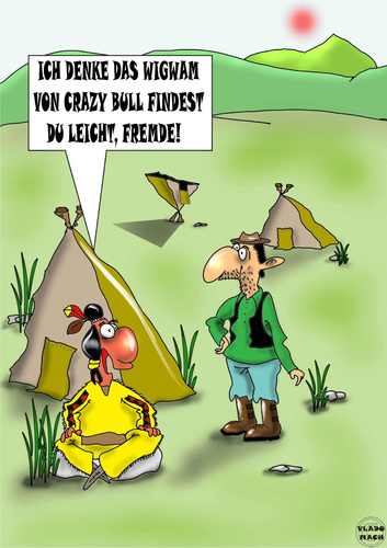 Cartoon: Crazy Bull (medium) by Vlado Mach tagged indian,wigwam,crazy