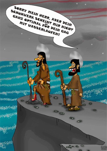 Cartoon: Wasserlaufen (medium) by Vlado Mach tagged wasserlauf,schu
