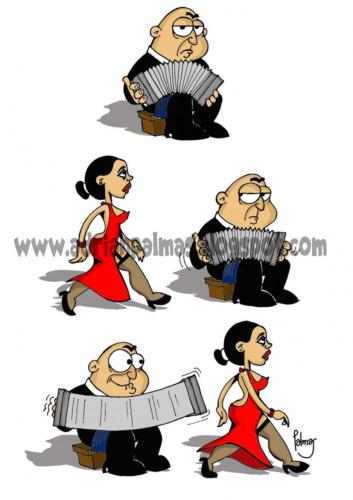 Cartoon: Bandoneon Sentimental (medium) by Palmas tagged tango