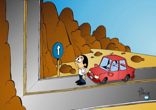 Cartoon: Direccion obligatoria (medium) by Palmas tagged autos