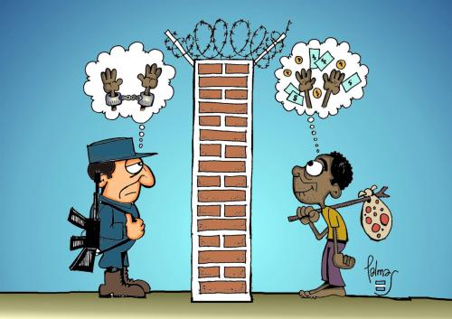 Cartoon: La frontera (medium) by Palmas tagged politicos