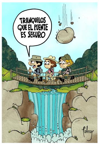 Cartoon: Puente colgante (medium) by Palmas tagged ecologico