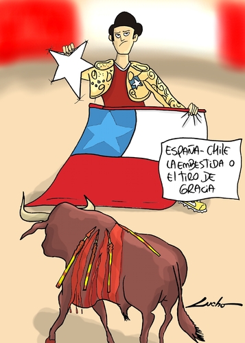 Cartoon: chile y espana (medium) by lucholuna tagged chile,brazil