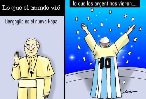 Cartoon: Como ven el Papa en argentina (medium) by lucholuna tagged francisco,papa