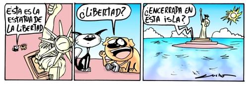Cartoon: LIBERTY (medium) by lucholuna tagged lucho,luna,roy,gato,mancha
