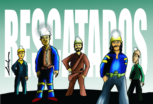 Cartoon: MINEROS CHILENOS (medium) by lucholuna tagged chile,mineros