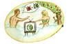 Cartoon: Media - Adam and Eve (small) by Osama Salti tagged 2010 media adam eve tv apple heaven earth snake tree clouds think new idea human television influence