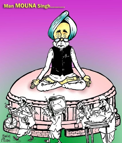 Cartoon: Indian P.M. (medium) by Aswini-Abani tagged india,manmohan,singh,politics,congress,aswini,abani,aswiniabani,asabtoons