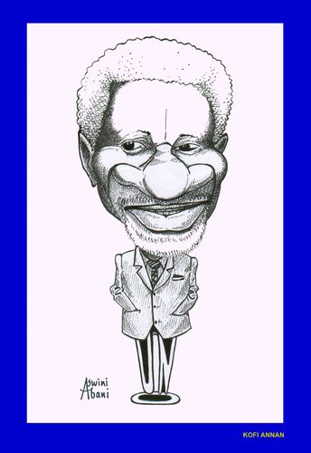 Cartoon: KOFI ANNAN (medium) by Aswini-Abani tagged kofi,annan,uno,international,un,aswini,abani,asabtoons