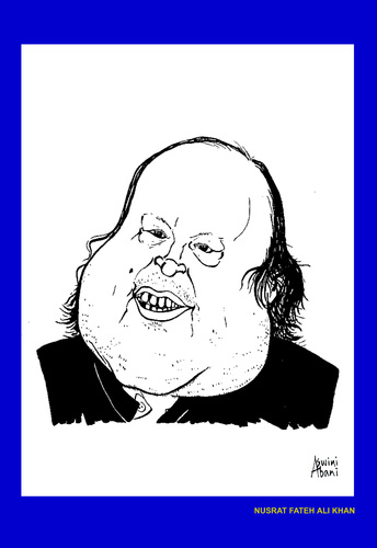 Cartoon: Nusrat Fateh Ali Khan (medium) by Aswini-Abani tagged nusrat,fateh,ali,khan,quawwali,musician,vocal,vocalist,classical,music,aswini,abani,asabtoons