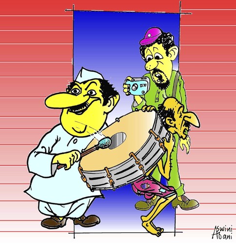 Cartoon: Politics today (medium) by Aswini-Abani tagged politics,politician,hypocricy,scarecrow,poor,aswini,abani,aswiniabani,india,false,promise,asabtoon