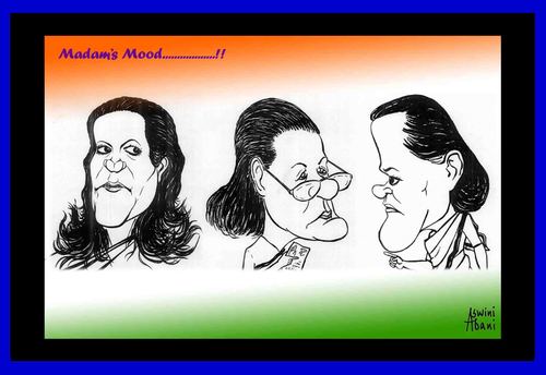 Cartoon: SONIA GANDHI (medium) by Aswini-Abani tagged india,sonia,gandhi,bharat,politics,italy,madam,aswini,abani,asabtoons