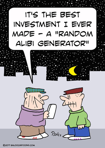Cartoon: alibi generator criminal (medium) by rmay tagged alibi,generator,criminal