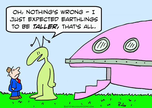 Cartoon: alien saucer earthling taller (medium) by rmay tagged alien,saucer,earthling,taller