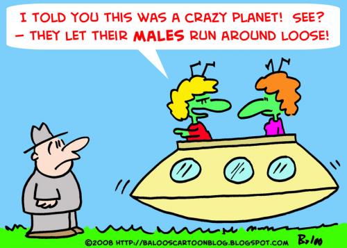 Cartoon: ALIENS MALES RUN LOOSE (medium) by rmay tagged aliens,males,run,loose