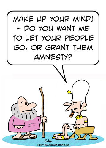 Cartoon: amnesty moses pharaoh people go (medium) by rmay tagged go,people,pharaoh,moses,amnesty