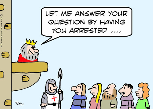 Cartoon: answer questing king arrested (medium) by rmay tagged king,questing,answer,arrested