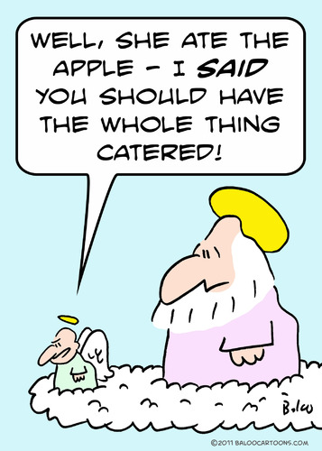 Cartoon: apple eve god angel catered ate (medium) by rmay tagged apple,eve,god,angel,catered,ate