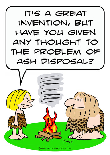 Cartoon: ash disposal caveman invent fire (medium) by rmay tagged ash,disposal,caveman,invent,fire