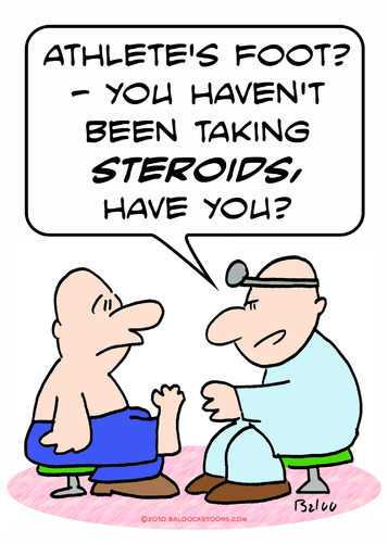 Cartoon: athletes foot steroids doctor (medium) by rmay tagged athletes,foot,steroids,doctor