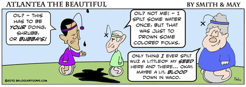 Cartoon: ATLANTEA078 OIL OBAMA BUSH CLINT (medium) by rmay tagged atlantea078,oil,obama,bush,clint