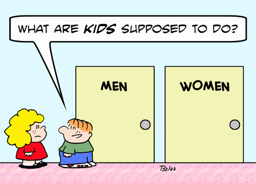 Cartoon: bathroom men women kids (medium) by rmay tagged bathroom,men,women,kids