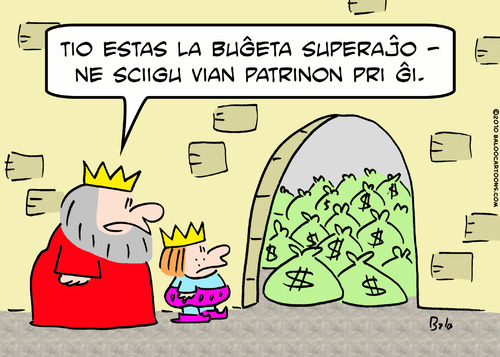Cartoon: budget surplus king esperanto (medium) by rmay tagged budget,surplus,king,esperanto