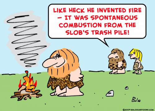 Cartoon: caveman fire spontaneous (medium) by rmay tagged caveman,fire,spontaneous