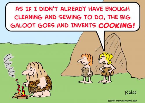 Cartoon: caveman invents cooking (medium) by rmay tagged caveman,invents,cooking