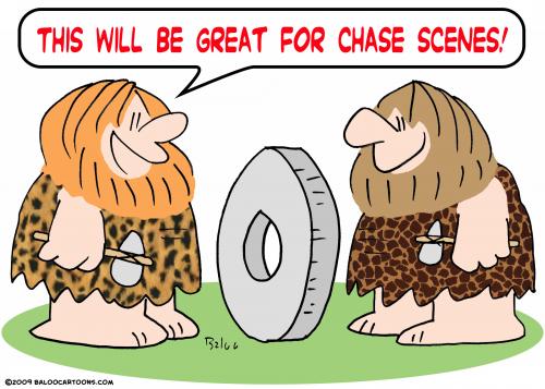 caveman wheel chase scenes By rmay | Media & Culture Cartoon | TOONPOOL