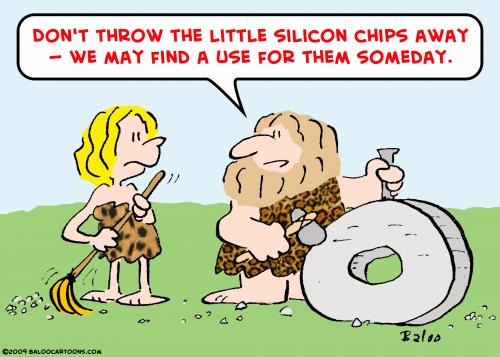 caveman wheel silicon chips By rmay | Education & Tech Cartoon | TOONPOOL