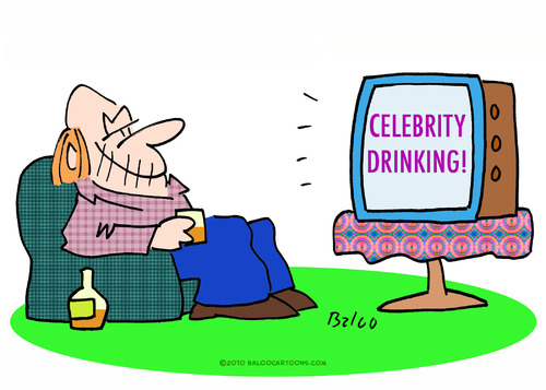 Cartoon: celebrity drinking drunk tv (medium) by rmay tagged celebrity,drinking,drunk,tv