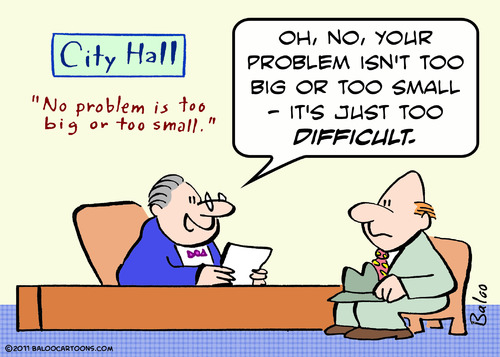 Cartoon: city hall problem too difficult (medium) by rmay tagged difficult,too,problem,hall,city