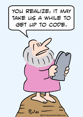 Cartoon: code commandments moses god (medium) by rmay tagged code,commandments,moses,god