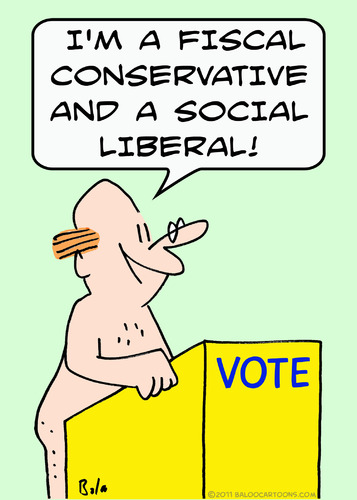 Cartoon: conservative fiscal social liber (medium) by rmay tagged conservative,fiscal,social,liberal