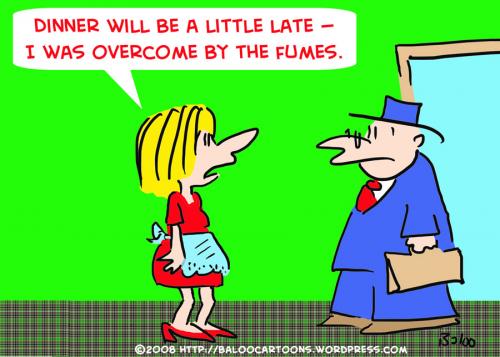 Cartoon: DINNER OVERCOME FUMES (medium) by rmay tagged dinner,overcome,fumes