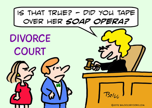 Cartoon: divorce judge tape over soap (medium) by rmay tagged divorce,judge,tape,over,soap