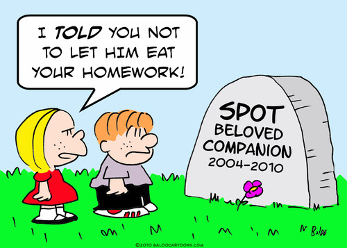 Cartoon: dog ate homework died (medium) by rmay tagged dog,ate,homework,died