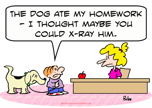 Cartoon: dog ate homework x ray (medium) by rmay tagged dog,ate,homework,ray