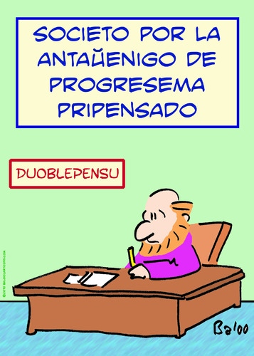 Cartoon: doublethink liberal thought espe (medium) by rmay tagged doublethink,liberal,thought,esperanto