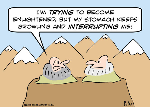 Cartoon: enlightenment interrupting gurus (medium) by rmay tagged enlightenment,interrupting,gurus