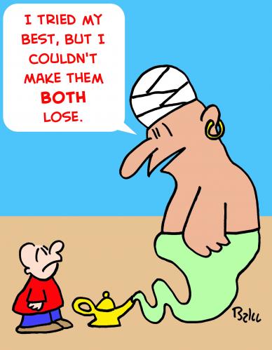 Cartoon: GENIE BOTH LOSE (medium) by rmay tagged genie,both,lose,after,election