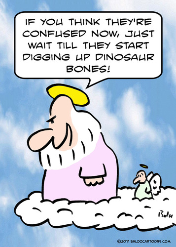 Cartoon: god angel dinosaur bones (medium) by rmay tagged god,angel,dinosaur,bones