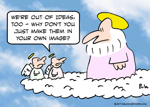 Cartoon: god own image angels create (medium) by rmay tagged god,own,image,angels,create